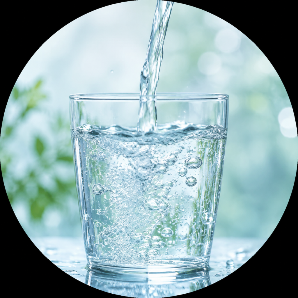 水をコップに注ぐ様子